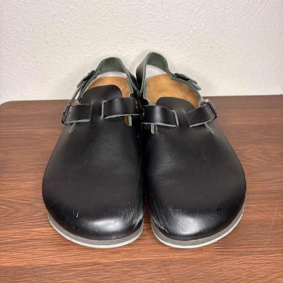 Birkenstock Clogs Shoes Womens 9 Tokio Super Grip Black Leather Heel Strap Men 7 - Picture 2 of 7